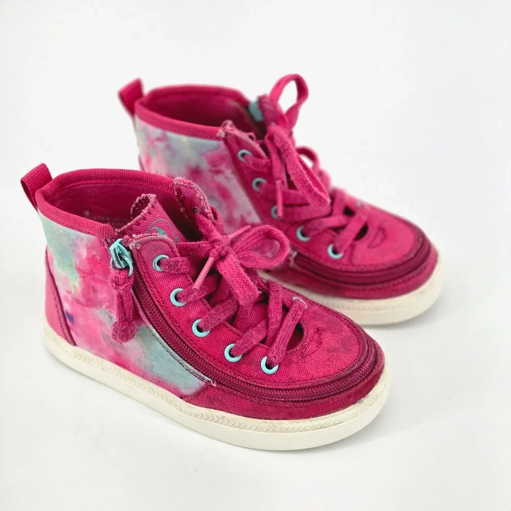 BILLY Footwear Kids Pink Tie Dye Street High Top Zip Adaptive Sneakers Size 9